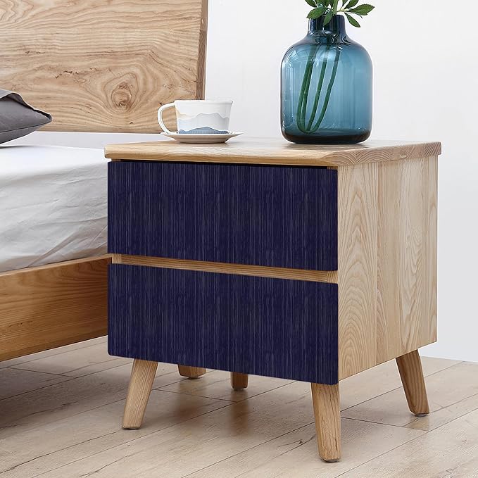 Navy Blue Grasscloth Peel and Stick Wallpaper Texture Contact Paper 15.7"x120" Vintage Wallpaper Removable Waterproof Wall Paper for Room Walls Cabinets Furniture Drawers Desk - Image 6
