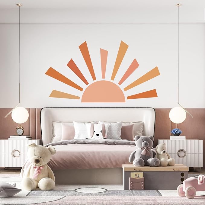 42.1x23.6 inch Boho Half Sun Wall Decal - Large Removable Peel and Stick Wall Stickers for Nursery Room Playroom Decor - Image 4