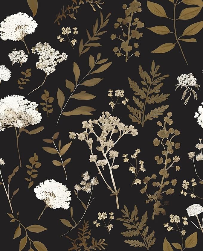 Laatse Vintage Dark Floral Leaf Peel and Stick Wallpaper 17.5"x197" | Self Adhesive/Removable/Waterproof/Thick Vinyl Contact Paper for Bathroom Bedroom Shelf Cabinet Drawer,Prepasted,Easy Peel by Laatse