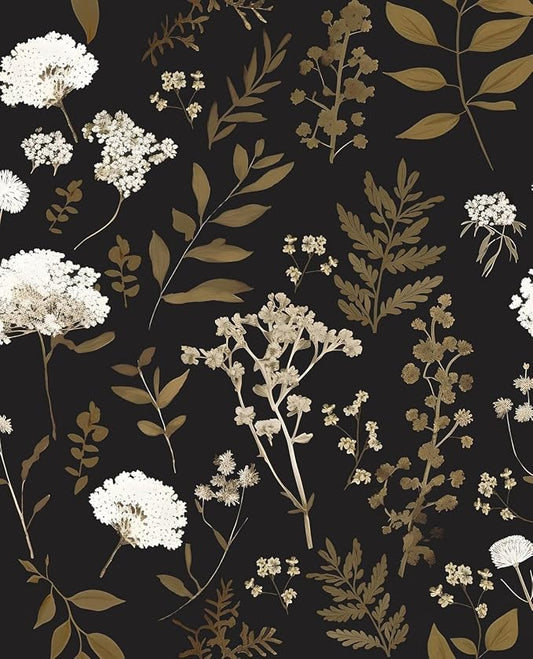 Laatse Vintage Dark Floral Leaf Peel and Stick Wallpaper 17.5"x787" | Self Adhesive/Removable/Waterproof/Thick Vinyl Extra Long Contact Paper for Bathroom Bedroom Shelf Cabinet Drawer,Prepasted by Laatse