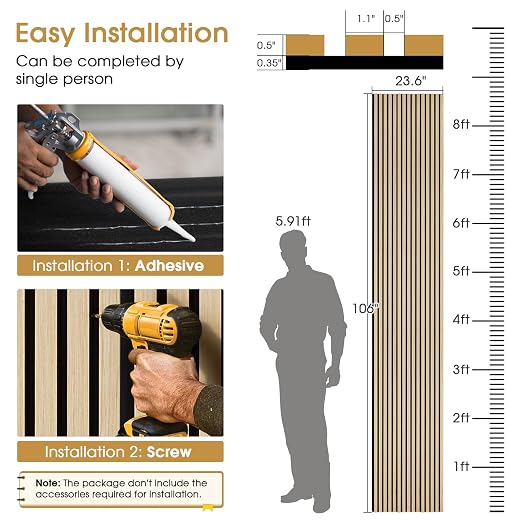 Acoustic Wood Slat Panels, Soundproof Wooden Wall Panels, 3D Fluted Panel for Interior Wall Decor, Living Room, Bedroom (Oak, 106 * 47.2 inch) - Image 4