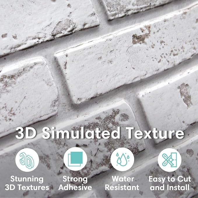 Commomy 3D Faux Brick Wall Panels - Ultra Thin PVC 10pcs 15.74" x 11.8" | Peel and Stick Brick Wall Covering for Living Room, Bedroom Quick DIY Interior Wall Decor,Not Real Brick (12.92 sq.ft) - Image 2