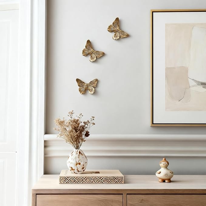 GUSFREUD 3D Butterfly Wall Decor Set – Resin Wall Decor for Living Room, Bedroom, Bathroom, Dining Room, Outdoor and Gallery Walls - Antique Copper - Set of 3 - Image 7