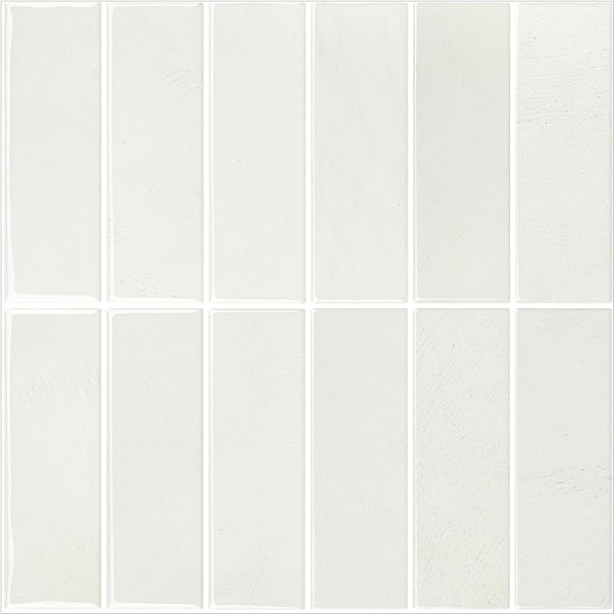 Select 5 Pack Peel and Stick Backsplash Square Tiles, 12x12 in, Stone White | Extra Thick 3D Wall Panels, Heat & Water Resistant, Easy DIY Kitchen, Bathroom, Laundry, Fireplace & Rental Home Wall Décor - Image 8