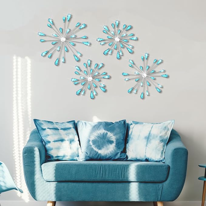Hicarer 4 Pcs Starburst Wall Decor, Metal Wall Art, Blue - Image 6