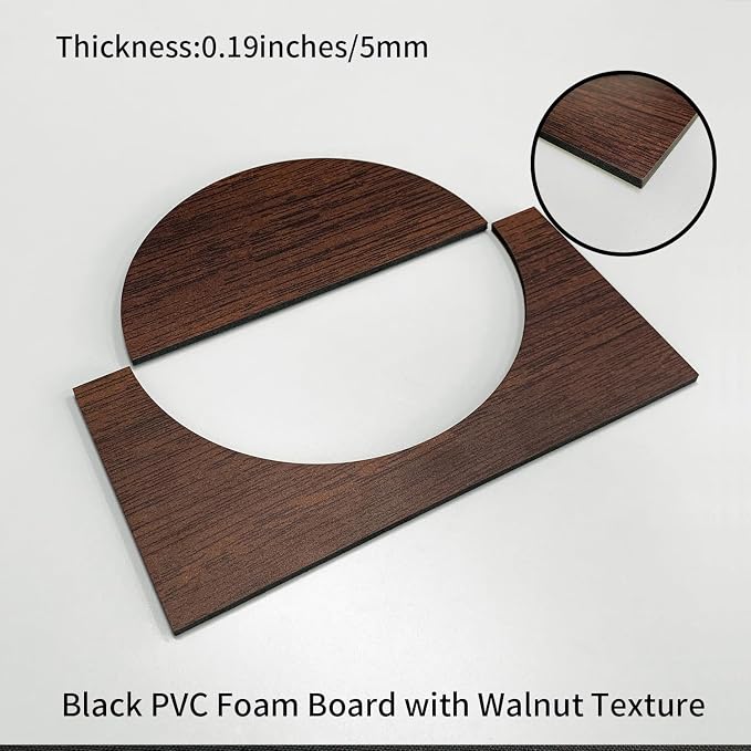 12PCS PVC Modular Decorative Fretwork Wall Panels for Living Room Lobby Bedroom, Half Circle-Walnut Faux Walnut Wood Texture - Image 2
