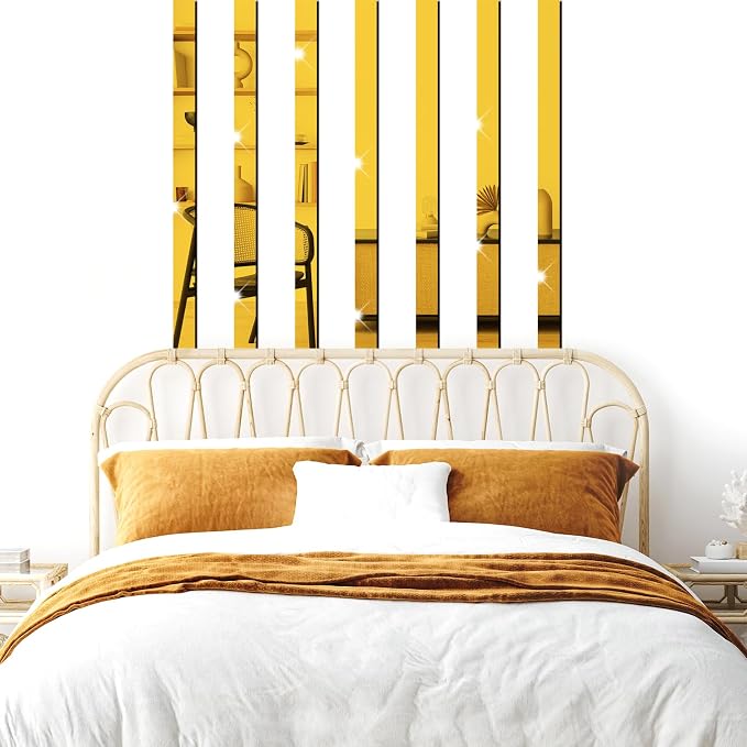 Stripe Mirror Wall Stickers Gold Acrylic Mirror Decals Decor Peel and Stick - Image 8