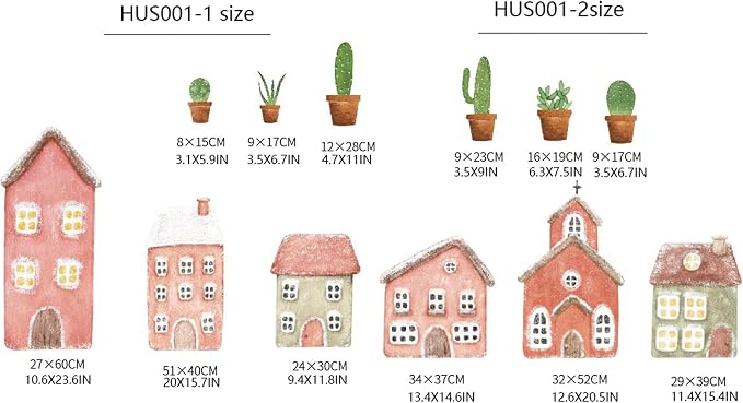 47.24×16.93in Large Nursery Wall Sticker Fairy Tale Cottage‌ Fabric,Pink Watercolor Building House Decal Peel Stick DIY Art Wall Decor for Playroom Kids Room Babyroom Gifts-1 Roll 2 Sheets - Image 4