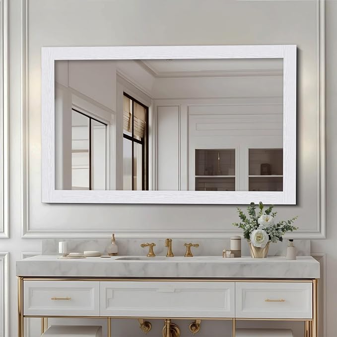 Alened 15M White Mirror Border Peel and Stick, Wood Grain Wallpaper Border - Image 2
