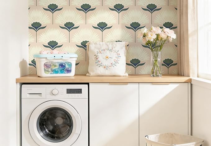 Safiyya Peel and Stick Wallpaper Boho Floral Wallpaper for Bedroom Living Room Removable Self Adhesive Floral Cottage 17.3inx197in Vinyl Contact Paper for Cabinets Accent Wall - Image 5