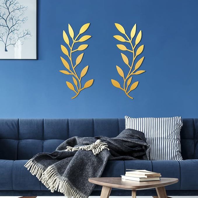 Zhengmy 2 Pcs Metal Leaf Wall Art Vine Branch Decor,Gold | Olive Branch Metal Decor for Living Room Hallway, Symmetrical Leaf Pair for Doorway Entryway, Lightweight Hanging Art Design - Image 5