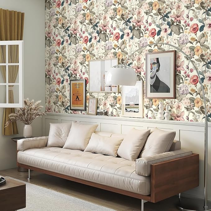 Jeweluck Vintage Floral Wallpaper Peel and Stick Wallpaper 16.9”x393.7” | Flower Contact Paper Poppy Floral Wall Paper Boho Removable Self Adhesive Wallpaper for Bedroom Drawer Liner Decorative Vinyl - Image 11