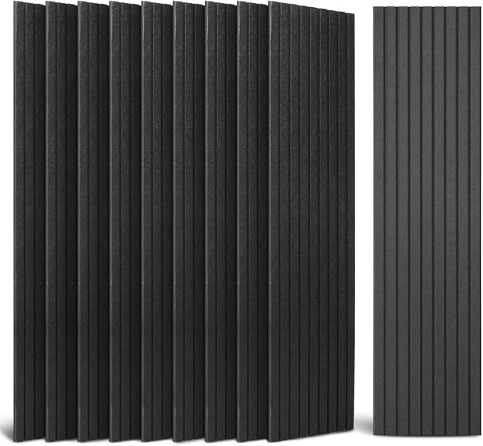 Art3dwallpanels Acoustic Panels, 48" X 12" X 0.35", Black, 10 Pack | Soundproof Wall Panels, Self Adhesive, High Density Sound Absorbing, Acoustic Treatment for Recording Studio, Office by Art3dwallpanels