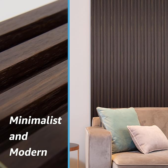 Art3d 96 x 6 Inch WPC Wood Diffuser Slat Wall Panel, 8-Pack, Black Walnut | Fluted Design, Durable, Moisture Resistant, Cleanable, Easy to Install, Eco-Friendly, for Living Room, Bedroom or Office - Image 6