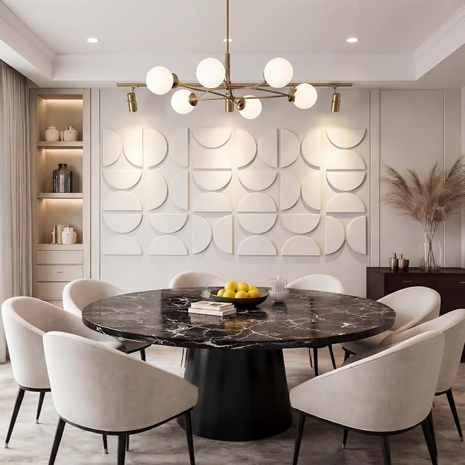 24 Pack Art 3D Wall Panels for Interior Wall Decor Decorative PVC Walls Panels White Half Circles Modern Panel Textured Accent Decor 7.87''x15.75'' 3D Art for Living Room Bedroom Office Background - Image 5