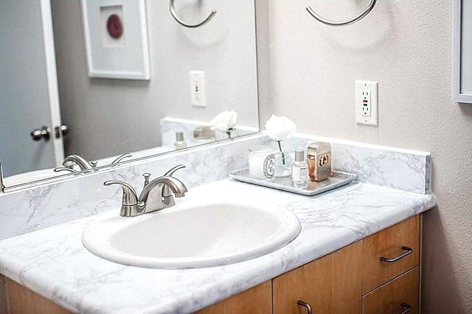 Marble Contact Paper White Peel and Stick Wallpaper for Kitchen Countertop | 17.71" x 196.8" Thick Gray Granite PVC Roll for Cabinet Furniture Renovated Easy to Remove Without Leaving Glue Upgrade - Image 3