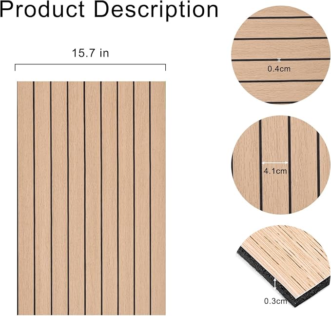 3D Faux Wood Slat Wall Panel – Peel and Stick Self Adhesive Soundproof Foam Board for Interior Wall, Ceiling, Home Theater Decor Faux Oak 15.7"x118" - Image 4
