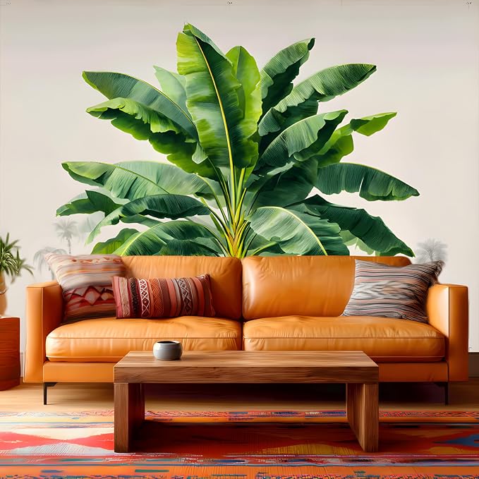 ASJ Tropical Peel and Stick Wallpaper Mural, Vintage Banana Tree Green | Seamless edge-to-edge match. Botanical illustration artwork, 98x62 in, premium fabric, bedroom living room decor. - Image 6