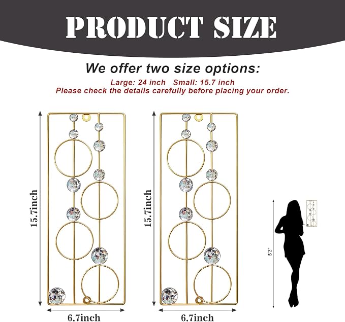 ZEXUIRU 2 Pcs Abstract Metal Art for Wall Decor Living Room Bedroom Bathroom Office Metal Bling Modern Geometric Hanging Vertical Small Iron Sculpture Plaque Pack -Gold 15.7in - Image 2