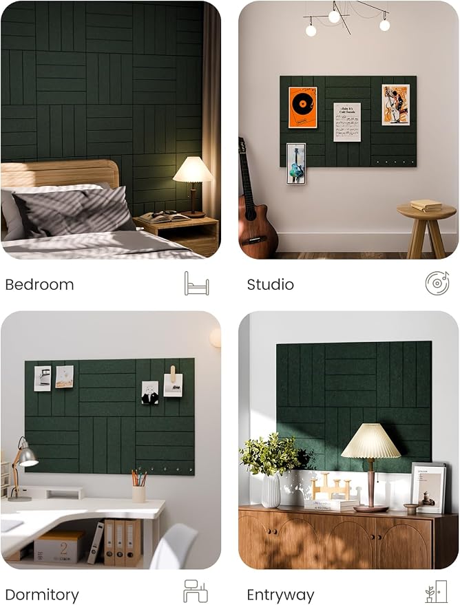 Fluxynara 36" x 24" Large Felt Bulletin Board, Pine Green | 6 Pack Cork Board Alternative with 30 Safe Adhesive Tabs, Felt Pin Boards for Wall Decor, Home, Office, Classroom, Dorm - Image 7