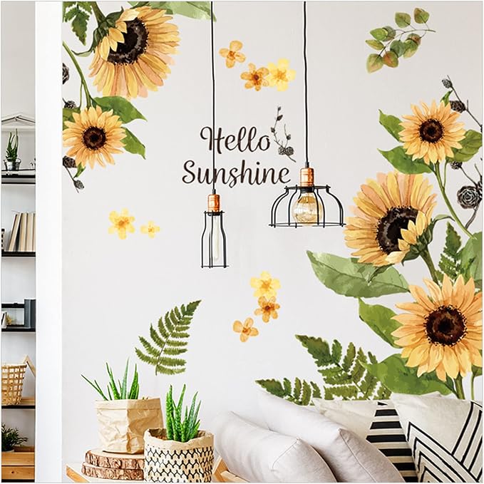Sunflower Wall Stickers, 3D Yellow Flower Wall Decals, Easy Peel and Stick Wallpaper, DIY Removable Wall Art Mural for Bathroom, Bedroom, Nursery, TV Shower Door Home Decor - Image 5