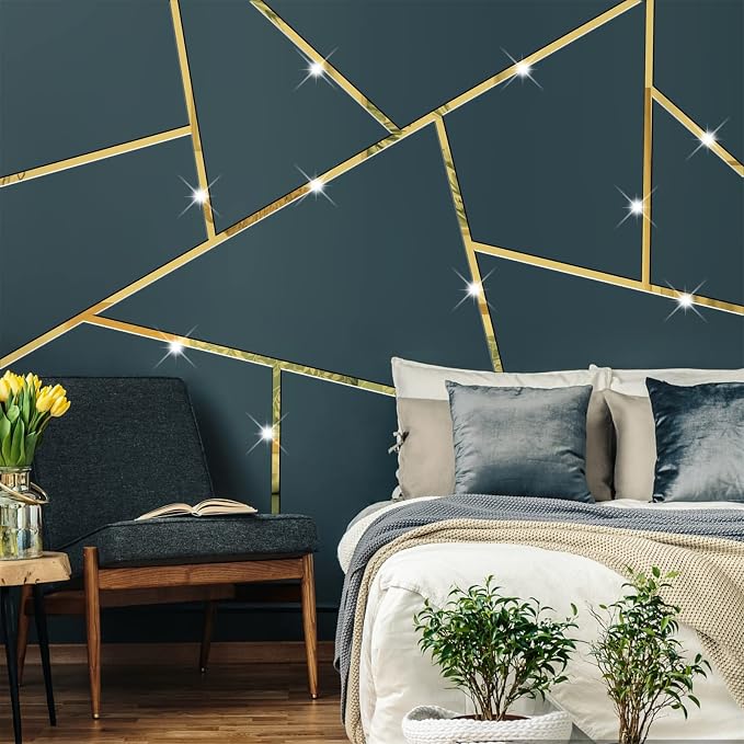 Stripe Mirror Wall Stickers Gold Acrylic Mirror Decals Decor Peel and Stick - Image 7