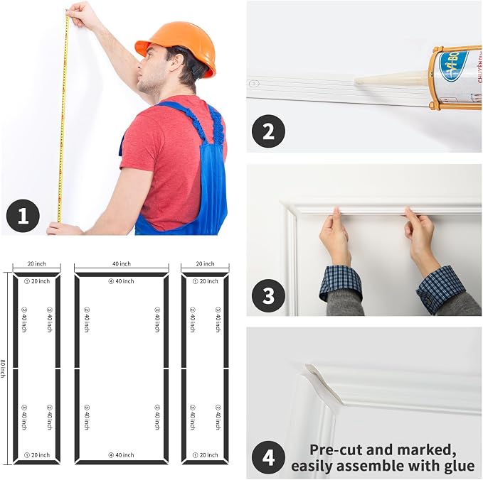 Art3dwallpanels Peel and Stick Wall Molding 3 Pcs Wainscoting Decor Kit | Ready to Assemble, Wainscoting Panels, Interior Wall Décor Living Room Bedroom, Installed with Glue, 3 Frames - Image 3