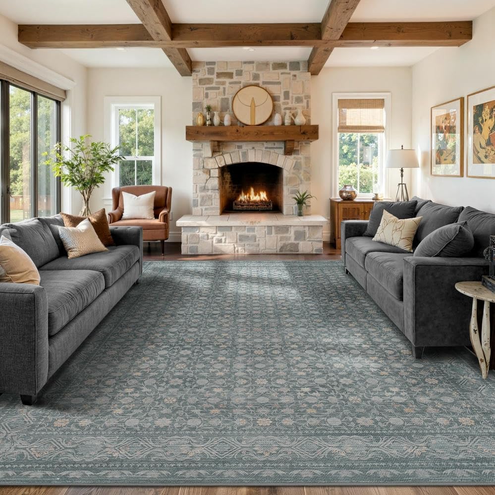 Rugxara 9x12 Extra Large Area Rug,Neutral Vintage Boho Rug for Living Room by Rugxara