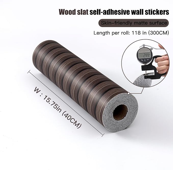 Walnut Peel and Stick Slat Wall Panels,Wood Grain Paneling | (118"x15.75",13Sq.ft)Self-Adhesive,Soundproof,Waterproof,Art,3D,Faux Wood Panels,for Bedroom,Bathroom,Entryway,TV Wall - Image 3