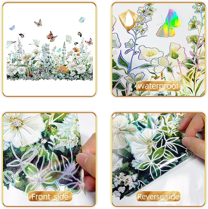 Watercolor Wildflower Wall Decals, Peel and Stick Floral Border Stickers with Colorful Butterflies Baseboard, Removable Botanical Wall Art for Bedroom, Nursery, Living Room and Staircase Decor - Image 7