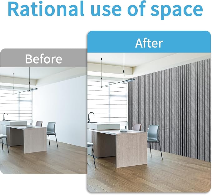 Art3d Six-Grid Design Slim Slat Wall Panel, 104 x 12 Inch, 4-Pack, Granite | Lightweight, Wainscoting, Waterproof, Easy to Clean, Sturdy, Glue on, Elegant Style, for Bedroom, Office, Home Improvement - Image 8