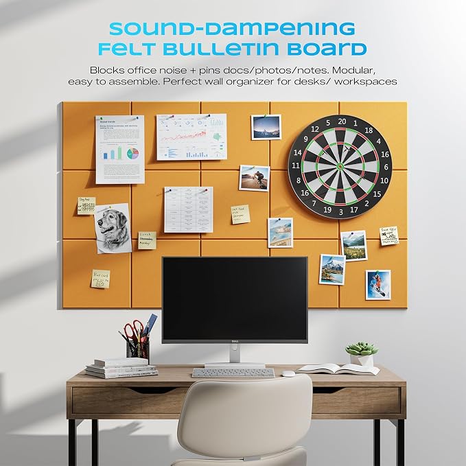 12 Pack Self-Adhesive Sound Proof Foam Panels for Walls 12"x12"x0.4" Fabric | High-Density Acoustic Panels, Noise Reducing Soundproof Wall Panels for Home Studio, Office, Easy-Install Gold - Image 4