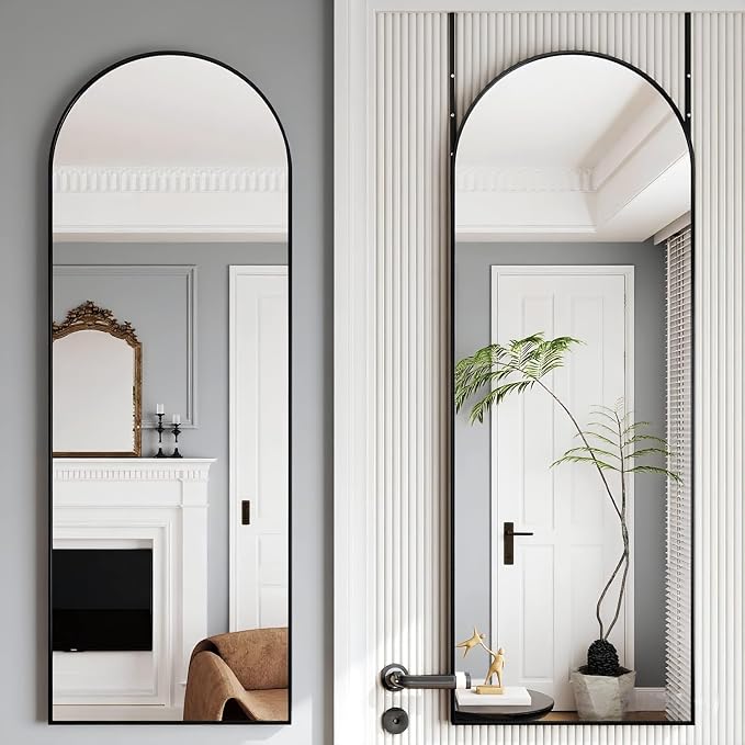 Dewfig 50"x 16" Full Length Door Mirror with Stand, Full Body Mirror, Black - Image 9