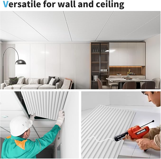 Art3d Fluted Slat 3D Wall Panels, Drop Ceiling Tiles, 6-Pack, White | 24" x 48" , Lightweight, Break-Proof, Compatible with Grid System, Ideal for Home, Commercial Spaces - Image 5