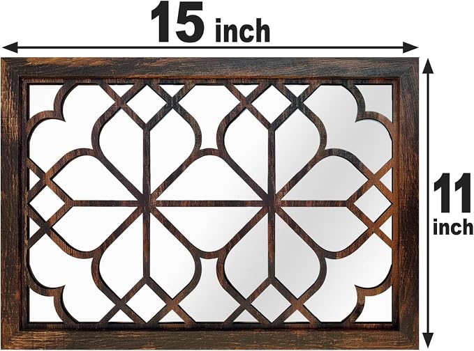 Wocred Set of 2 Rectangular Wall Mirror,Gorgeous Rustic Farmhouse Accent Mirror,Caramel Color Entry Mirror for Bathroom Renovation,Bedrooms,Living Rooms and More(11”x15”) - Image 7