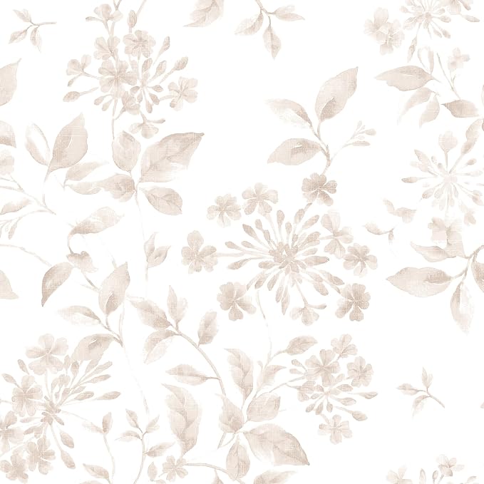 Vintage Floral Peel and Stick Wallpaper 17.32"x 118.11" Neutral Toile Removable Self Adhesive Wallpaper for Bathroom Bedroom (Timeless Blossom, 17.32"x 118.11") by Baolanzw