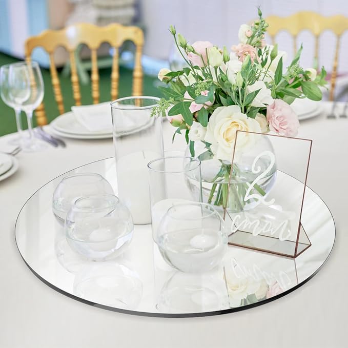 Seelenruhe 12" Round Mirrors for Centerpieces for Tables, Round Mirrors Trays Plates for Centerpieces, Wedding Decorations, Baby Shower Party, Christmas Decorations, 2mm, 12 PCS - Image 4