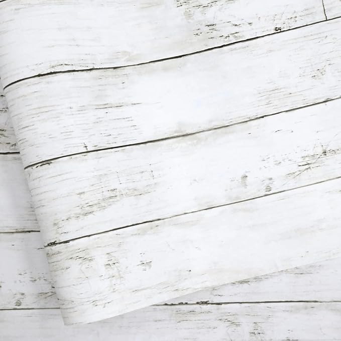 Shiplap Peel and Stick Wallpaper, Contact Paper for Classroom Home Decor | 11.8"x393" Removable Self-Adhesive White Wood Plank Film, Farmhouse Decor for Bulletin Board Desk Cabinet & Home Renovation by Abyssaly