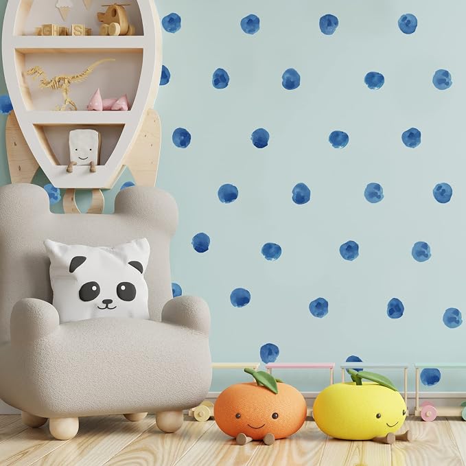 120pcs 2.2'' Sea Blue Polka Dots Wall Decals Nursery Watercolor Wall Stickers for Kids Removable Peel and Stick Waterproof Wall Art Decor for Classroom Living Room Bedroom (Sea Blue, 10 | Removable, waterproof, vinyl peel and stick wall art for nursery... - Image 2