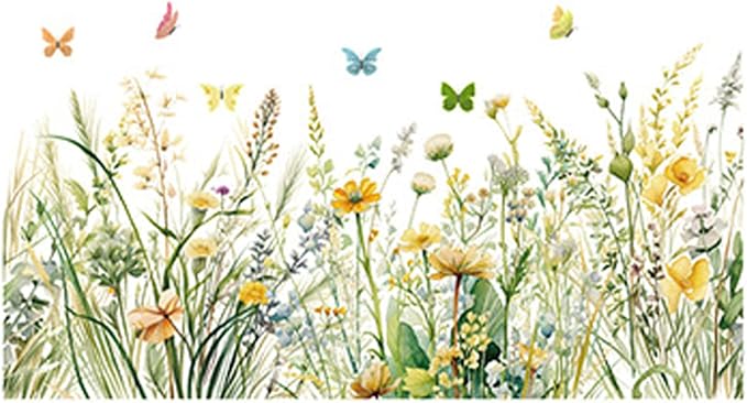 Flowers Wall Decals Room Decor Flower Wall Stickers, Wildflower Dandelion Grass Wall Art Murals, 3D Flower Pattern Self-Adhesive Wall Stickers for Girls Bedroom Living Room Nursery Decor by BWCXXZH