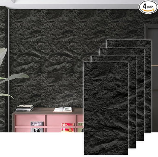 Faux Stone Wall Panel Rock Wall Panels Flexible Wall Panels Graphite Black | 43.30"x23.62"x1.18" Faux Stone Accent Wall Tiles, Lightweight & Waterproof by ARTSLATSLatisakindofart