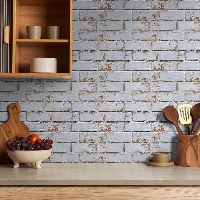 Commomy 3D Wall Panels Peel and Stick Faux Brick 10 Pcs 11.8" x 11.8" | Small Size Thin PVC Brick Wallpaper Tiles Backsplash for Kitchen,Bedroom,Living Room,Quick DIY Wall Decor(Covers 9.7 sq.ft) - Image 7
