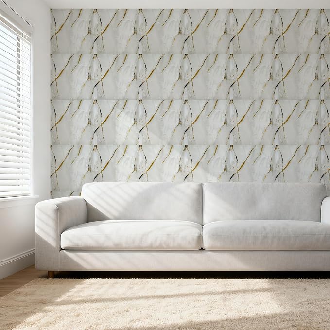 30 Sheets Peel and Stick Wall Panels, Self-Adhesive PVC Wall Panels for Kitchen Backsplash, Bathroom Decoration, 11.8" x 11.8" (Tile Effect Wallpaper) - Image 3