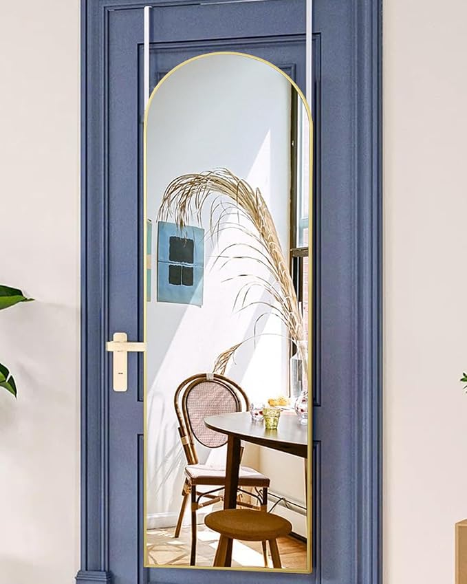 Full Length Arched Mirror, 16'' x 50'', Hanging/Leaning, Home Decor, Gold by AyeWish