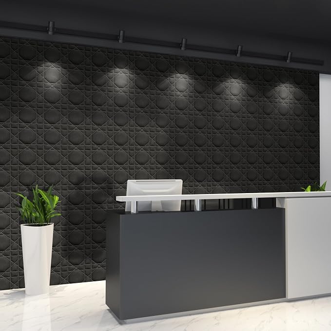 Velvet 3d wall panels for Interior wall Decor peel and stick, Soundproof Geometric Textured 3d Wall Panels for Living Room, Bedroom, TV Background Black 17.7" x 17.7", Covers 26.15 Sq.Ft. 12pcs - Image 3