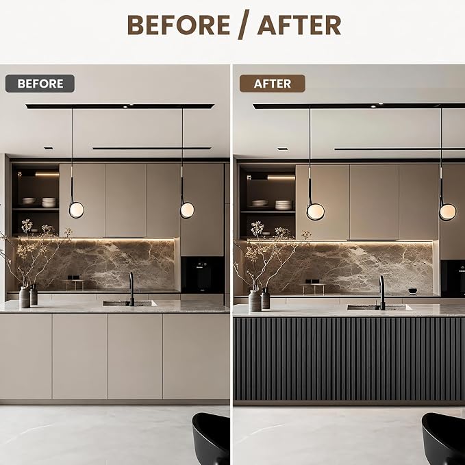 Acoustic Wood Panels for Wall,3D Flexible Fluted Sound Slat Panel,Dark Grey | Soundproof ,Absorbing,Noise Cancelling,94.5 x 23.6in - Image 3