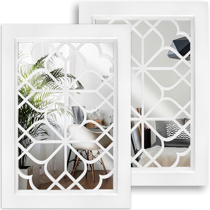 Wocred Set of 2 Rectangular Wall Mirror,White Color Entry Mirror for Bathroom Renovation,Bedrooms,Living Rooms and More(11”x15”) by Wocred