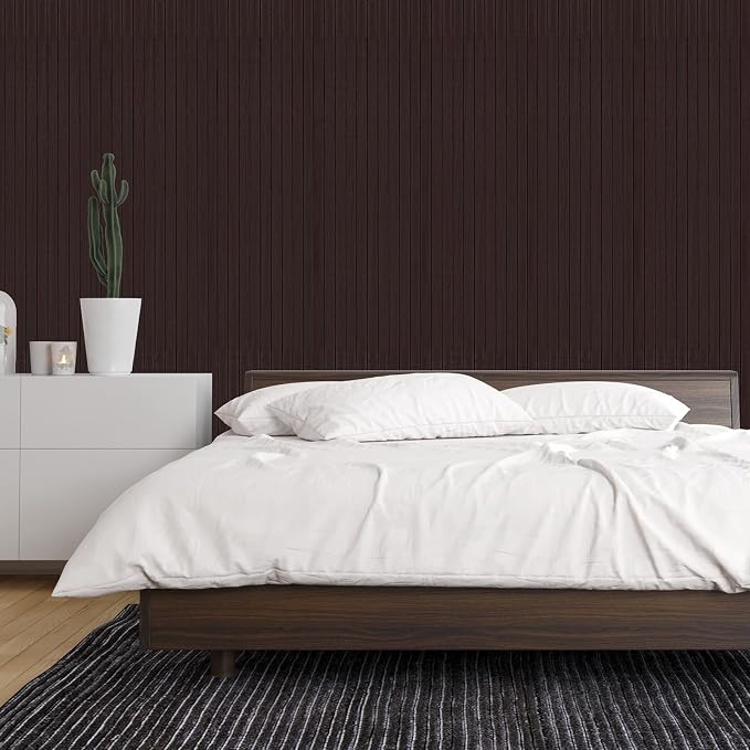 3D Faux Wood Slat Wall Panel – Peel and Stick Self Adhesive Soundproof Foam Board for Interior Wall, Ceiling, Home Theater Decor Dark Brown15.7"x118" - Image 5