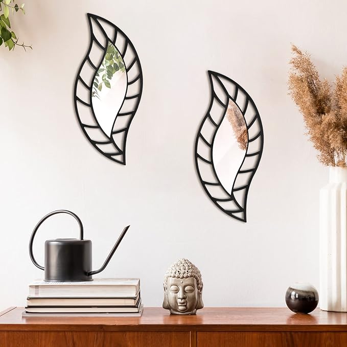 Roowest 2 Pcs Decorative Mirror Wall Decor, Black - Image 3