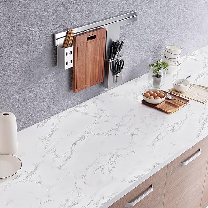 Marble Peel and Stick Wallpaper Kitchen Countertop & Cabinets Contact Paper | 17.7 inch x 78.7 inch Granite Wall Paper for Old Furniture Self Adhesive and Removable Easy to Apply - Image 3